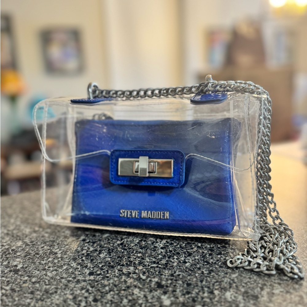 Steve Madden Clear and Blue Crossbody Bag